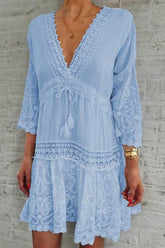 Langärmliges Minikleid mit Blumendruck